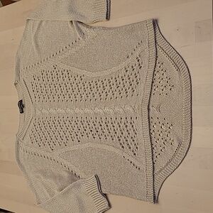 LIKE NEW Putorti Sandy Tan Open Crocheted 3/4 Sleeved Top 100% Acrylic